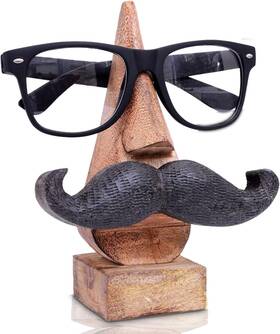 Indiabigshop Ibs0829 Wooden Glasses Holder Mustache Shaped Mirror 6 Inch