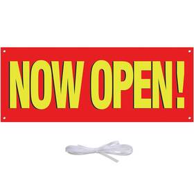 Iponfees 759041462192 Extra Large Now Open Banner 3.1 X 8.04 Feet Yellow And Red Durable