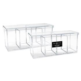 Isaac Jacobs 191631030846 2-pack 4-compartment Clear Acrylic Organizers With Lid 9 Inch L