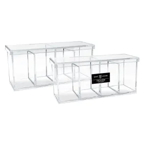 4-compartment Isaac Jacobs 191631030846 2-pack Clear Acrylic Organizers With Lid 9 Inch L