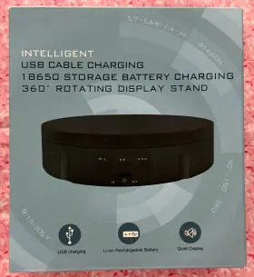 Jayegt 675234607464 5.7 Inch 360 Rotating Display Stand 22 Lb Load Usb/18650 Power White