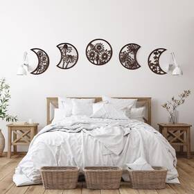 Jetec Gr-jetec-210313 5 Pieces Moon Phase Wall Decor Boho Hanging Nordic Brown
