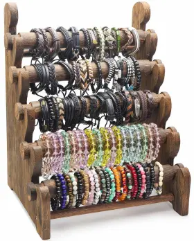 Bra-5 Jewack 5-tier Wooden Bracelet Holder Portable Jewelry Display Stand For 120-150
