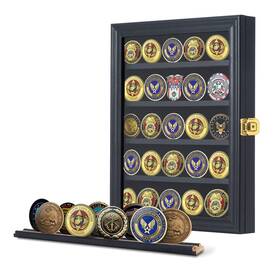 Jinchuan 745681707984 Military Challenge Coin Display Case Lockable Cabinet Rack... Fast Ship