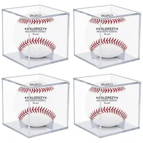Kalopezy 771077015128 4 Pack Baseball Display Case Uv Protected Acrylic Boxes For Clear Di