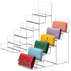 Ry-kathfly-3976 Kathfly 2 Pack 6-tier Acrylic Display Stand For Purses And Wallets Clear Riser
