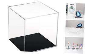Kcgani Kcusfh2401 Clear Acrylic Simple Self-assembly Display Box With Black Base Cube-5x5x5in