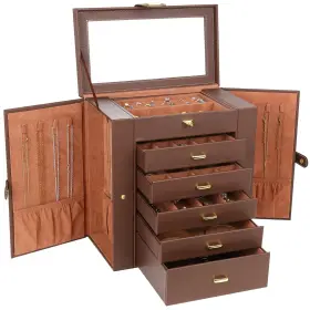 Zhfba-shd5bn Kendal Extra Large Jewelry Box Case Pu Leather 6 Tier 5 Drawers Zhfba-shd5bn Kendal Extra Large Jewelry Box Case Pu Leather 6 Tier 5 Drawers