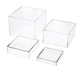 Kiooil Kiooil-a01 Set Of 4 Crystal Clear Acrylic Boxes Cube Display Buffet Nesting Risers With