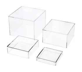 Kiooil-a01 Kiooil Set Of 4 Crystal Clear Acrylic Boxes Cube Display Buffet Nesting Risers With