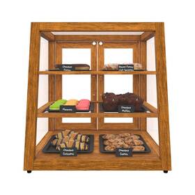 Koolmore Km-bdw-21sll 21 Inch Light Wood Slanted Countertop Dry Bakery Display Case Bread