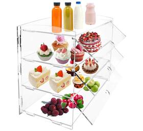 Kunghei Gykxn5a6wdhs8-yt 4 Tiers-clear Acrylic Display Case Countertop Bakery Pastry Dess
