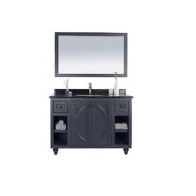 Laviva 313613-48g-bw Odyssey 48 Maple Grey Cabinet And Black Wood Counter