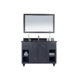 313613-48g-bw Laviva Odyssey 48 Maple Grey Cabinet And Black Wood Counter