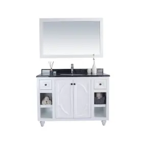 313613-48w-bw Laviva Odyssey 48 White Cabinet And Black Wood Counter