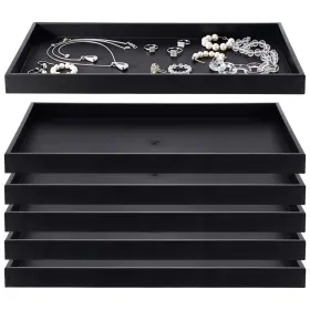 Lem-lemonroad-6641 Lemonroad 6 Pack Plastic Jewelry Tray Stackable Black Display Drawer