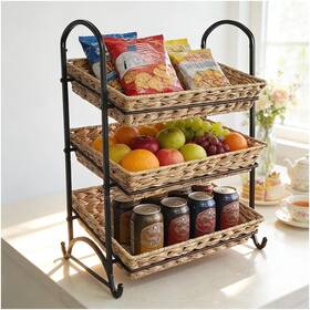 Lihou Papaq 730265873216 Stackable Candy Display Rack With Rattan Organizer Multi-fun