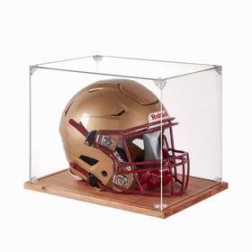 Lity Cqdus-33 Football Helmet Display Case Full Size Acrylic Showcase With Solid Wood Base