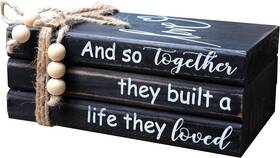 Livducot 747607096639 Book Stack Decor Black Farmhouse Stacked Books Coffee Table Love