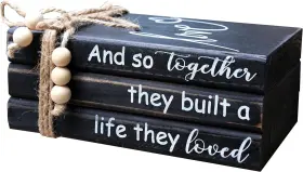 Livducot 747607096639 Book Stack Decor Black Farmhouse Stacked Books Coffee Table Love
