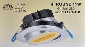 Lotus 647409762858 Led 4 Inch 11w Round Gimbal Recessed Downlight White Ll4g-41k-wh Dimmable