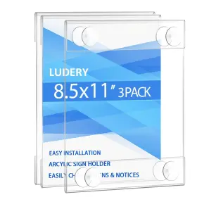Ludery-w-s3 Ludery Acrylic Window Sign Holder 8.5 X 11 With 4 Suction Cups Clear Frames Ludery-w-s3 Ludery Acrylic Window Sign Holder 8.5 X 11 With 4 Suction Cups Clear Frames