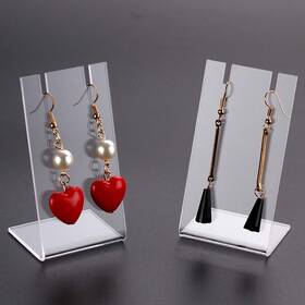 Luzen 723849038798 4pcs Acrylic L Shape Earring Display Stand Rack Showcase Retail Display