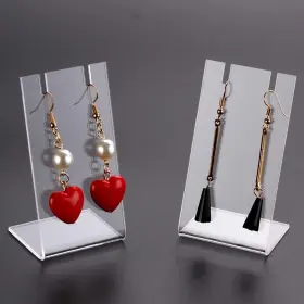 Luzen 723849038798 4pcs Acrylic L Shape Earring Display Stand Rack Showcase Retail