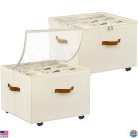 Martha Stewart B0f5gz977s Shoe Organizer 2 Pack With Wheels Adjustable Dividers Stackable Storage Box