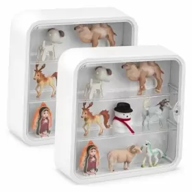 Hen-menkxi-0379 Menkxi 2 Pcs Display Case For Figures 3 Tiers Doll Storage Box Wall Mounted Clear