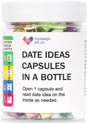 Message Pill Co. 860007034213 Date Ideas Capsules In A Bottle 50pcs - Bridal Shower Gift And Clear Message Pill Co. 860007034213 Date Ideas Capsules In A Bottle 50pcs - Bridal Shower Gift And Clear