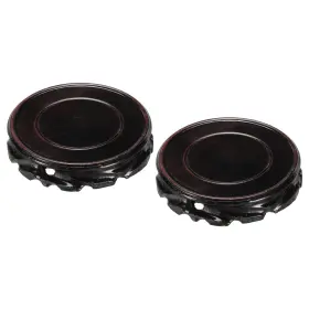 Metallixity 743151066364 2pcs Wooden Stand Holders Displays Base 110mm Diameter Black For Vase Stone
