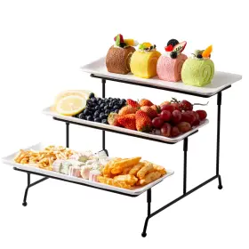 Tp015 Meyremui Unbreakable 3 Tier Serving Tray For Party 11.8 Inch X 5.2ftft Melamine Platters Fo