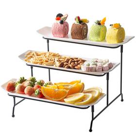 Meyremui Tp016 Unbreakable 3 Tier Serving Tray For Party 13 Inch X 4.9 Melamine Platters S