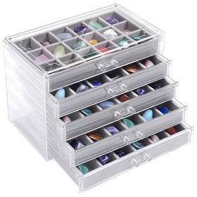 Misdary Jaf-misdary-169 90 Grid Rock Collection Box Clear Acrylic Display Case For Kids 5 Dra