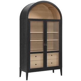 Modway Eei-7168-blk-oak Nolan 74 Inch Tall Wide Arched Storage Display Cabinet
