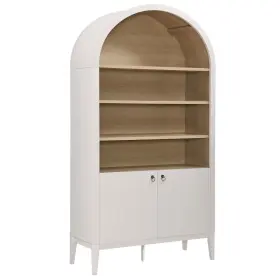 Eei-7169-ivo-oak Modway Nolan 74 Inch Tall Wide Arched Storage Display Cabinet Bookshelf