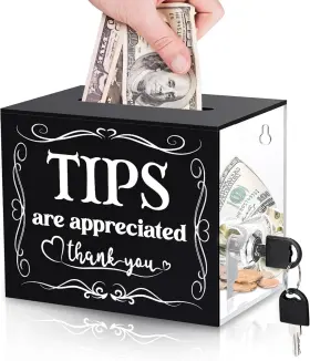 1250928  Mojiezuo Acrylic Suggestion Box With Slot And Lock - Tip Jar For Bartenders Bars