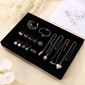 Mornajina Ppus26701 9 Inch X 5.7 Velvet Jewelry Tray Display Stackable Empty