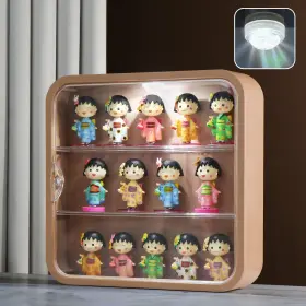 Naconmlet 797427903013 Clear Display Case For Figure With Led Light 3-layer Wall-mounted Storage Box