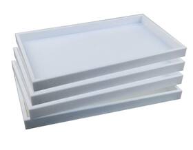Nice Packaging 709260125040 4 Piece 1-inch Deep Full Size White Plastic Stackable Jewelry Tray 14 3/4 Inch X
