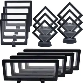 Nioqlot 741365730309 14 Pcs 3d Floating Display Case Frame Holder Stands Transpar