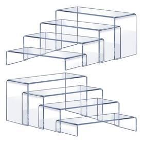 Ovnthyk 002c-8 Acrylic Risers 8 Pcs Clear Rectangular Display For Perfume Organizer Fi