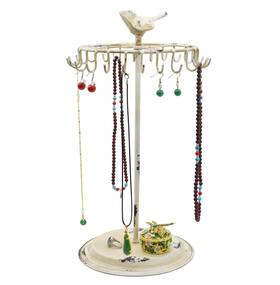 Owlgift 714169617756 Rustic White Bird Rotating Necklace Holder Bracelet Stand/jewelry Organizer/j