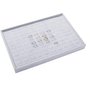 Pimuza Pmujt20001 Grey Velvet Stackable 100 Slot Ring Inserts Jewelry Tray Showcase Display Org
