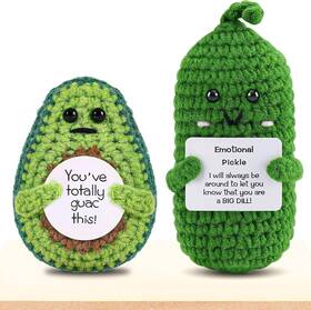 Pincute Dollgift-2p 2pcs Emotional Crochet Pickle Avocado Gifts For Friend - Cute Funny