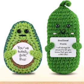 Dollgift-2p Pincute 2pcs Emotional Crochet Pickle Avocado Gifts For Friend - Cute Funny