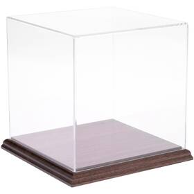 Plymor 783751082180 Clear Acrylic Display Case With Hardwood Base 7 Inch W X D H