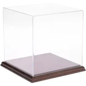 Plymor 783751082180 Clear Acrylic Display Case With Hardwood Base 7 Inch W X D H
