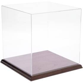 Plymor 783751082197 Clear Acrylic Display Case With Hardwood Base 9 Inch W X D H